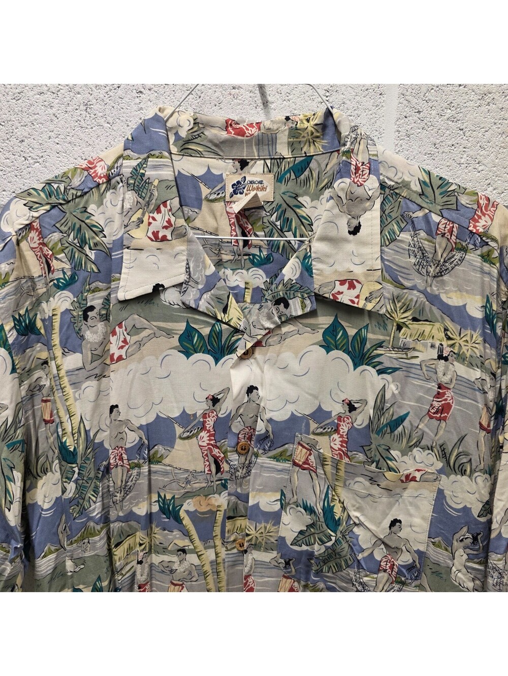 Men Hawaiian ALOHA shirt Cherokee Waikiki Wear  XL 26x34 Rayon